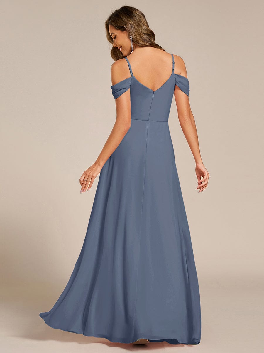 Multiway A-Line Off the Shoulder Chiffon Maxi Bridesmaid Dress #color_Dusty Blue