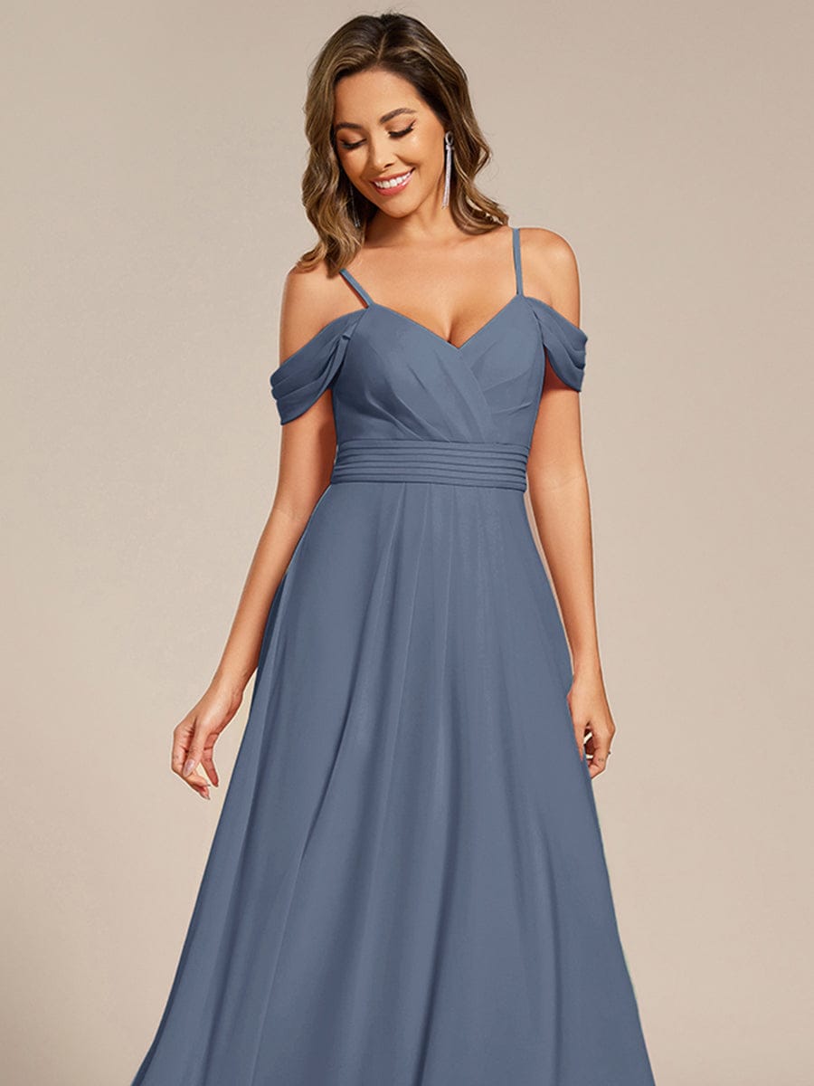 Multiway A-Line Off the Shoulder Chiffon Maxi Bridesmaid Dress #color_Dusty Blue