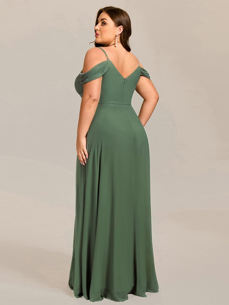 Multiway A-Line Off the Shoulder Chiffon Maxi Bridesmaid Dress #color_Eucalyptus Green