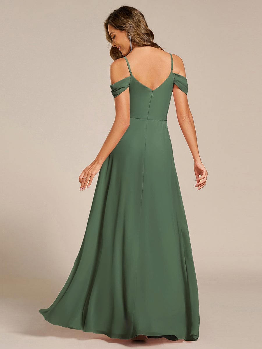 Multiway A-Line Off the Shoulder Chiffon Maxi Bridesmaid Dress #color_Eucalyptus Green