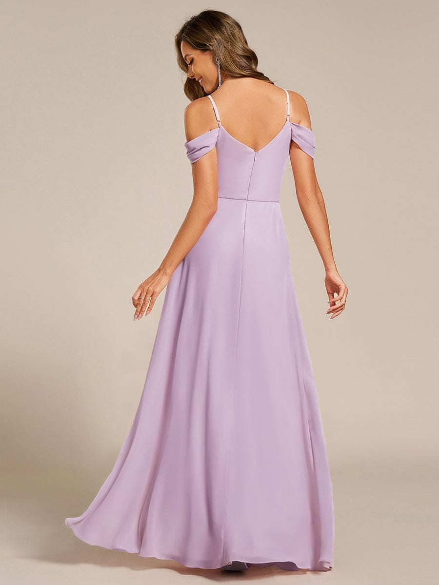 Multiway A-Line Off the Shoulder Chiffon Maxi Bridesmaid Dress #color_Frosted Lilac