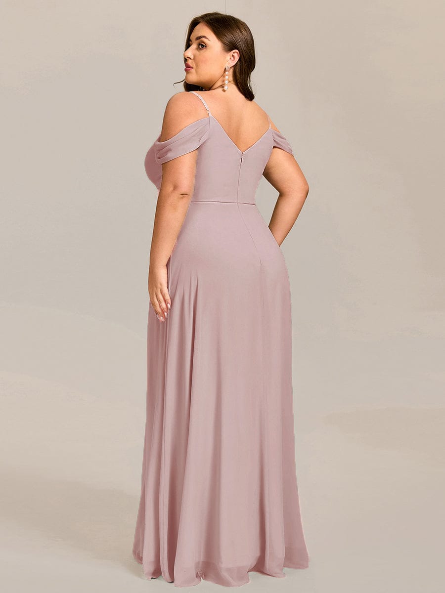 Plus Size Multiway A-Line Off the Shoulder Chiffon Maxi Bridesmaid Dress #color_Lilac