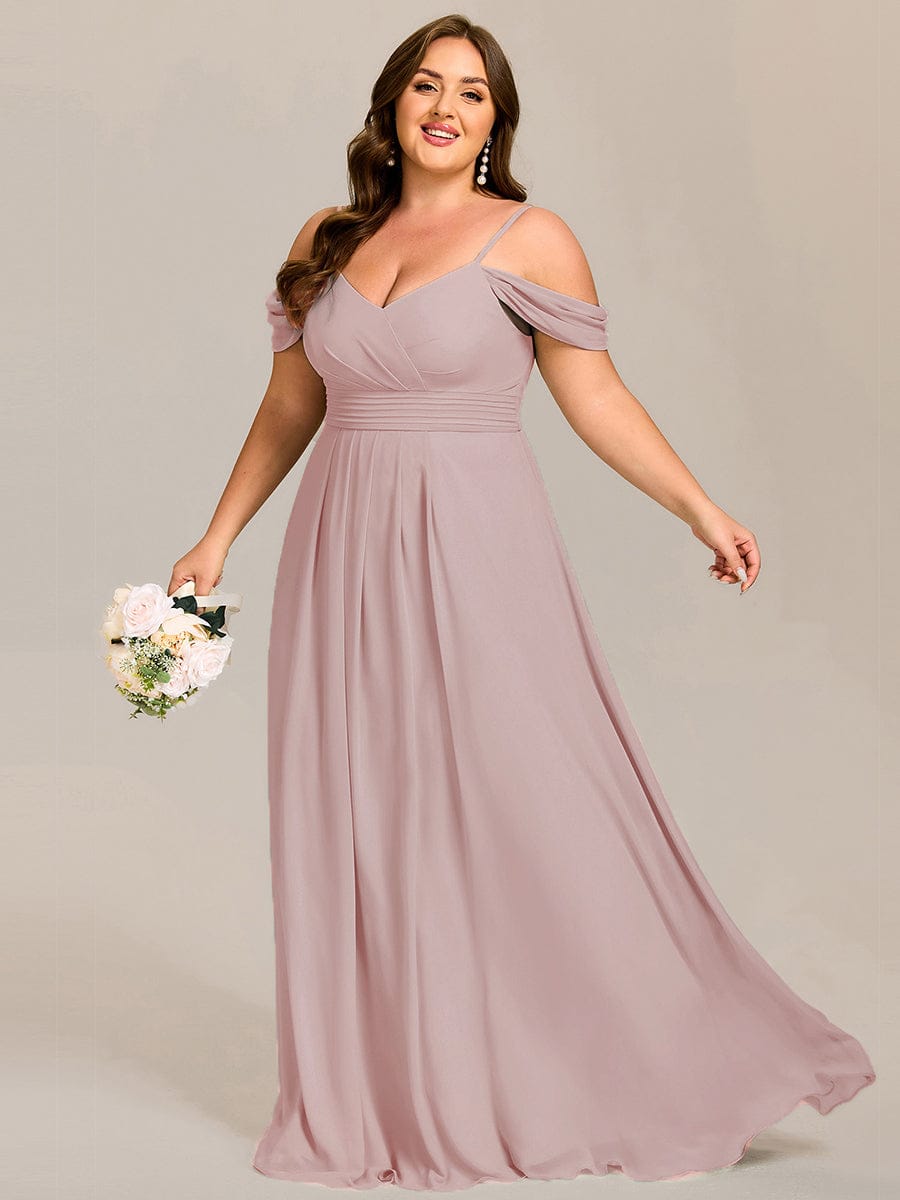 Plus Size Multiway A-Line Off the Shoulder Chiffon Maxi Bridesmaid Dress #color_Lilac