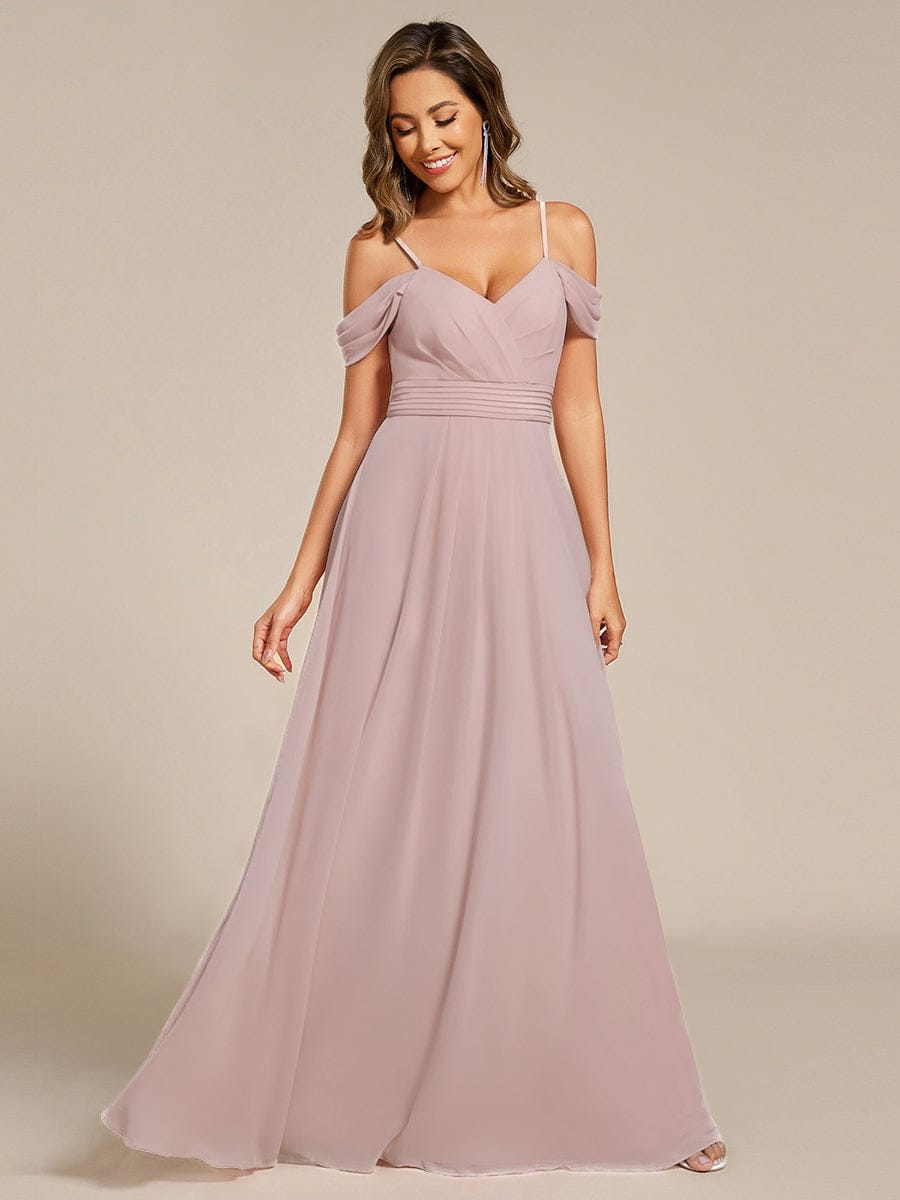 Multiway A-Line Off the Shoulder Chiffon Maxi Bridesmaid Dress #color_Lilac