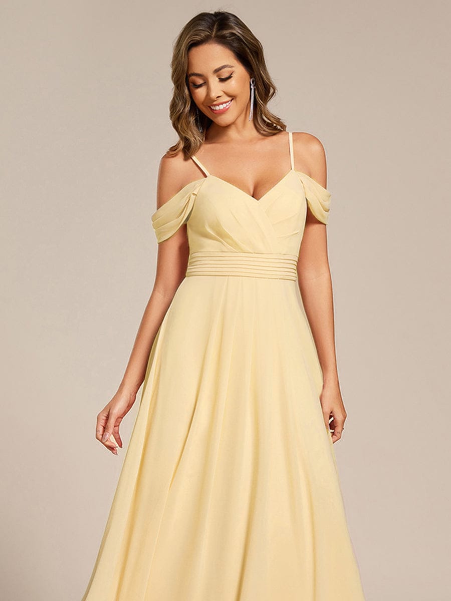 Multiway A-Line Off the Shoulder Chiffon Maxi Bridesmaid Dress #color_Yellow