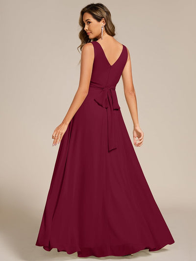 Sleeveless A-Line Chiffon Maxi Bridesmaid Dress #color_Burgundy