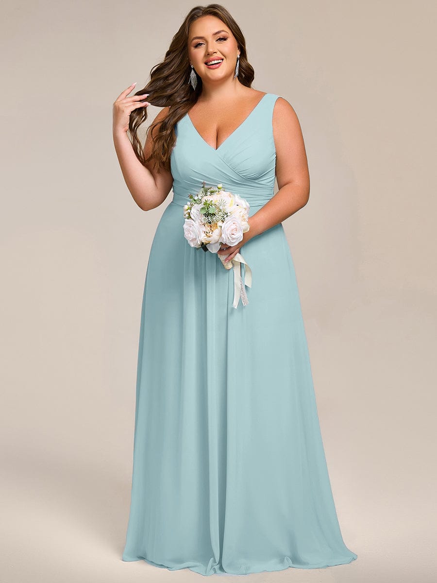 Sleeveless A-Line Chiffon Maxi Bridesmaid Dress #color_Sky Blue