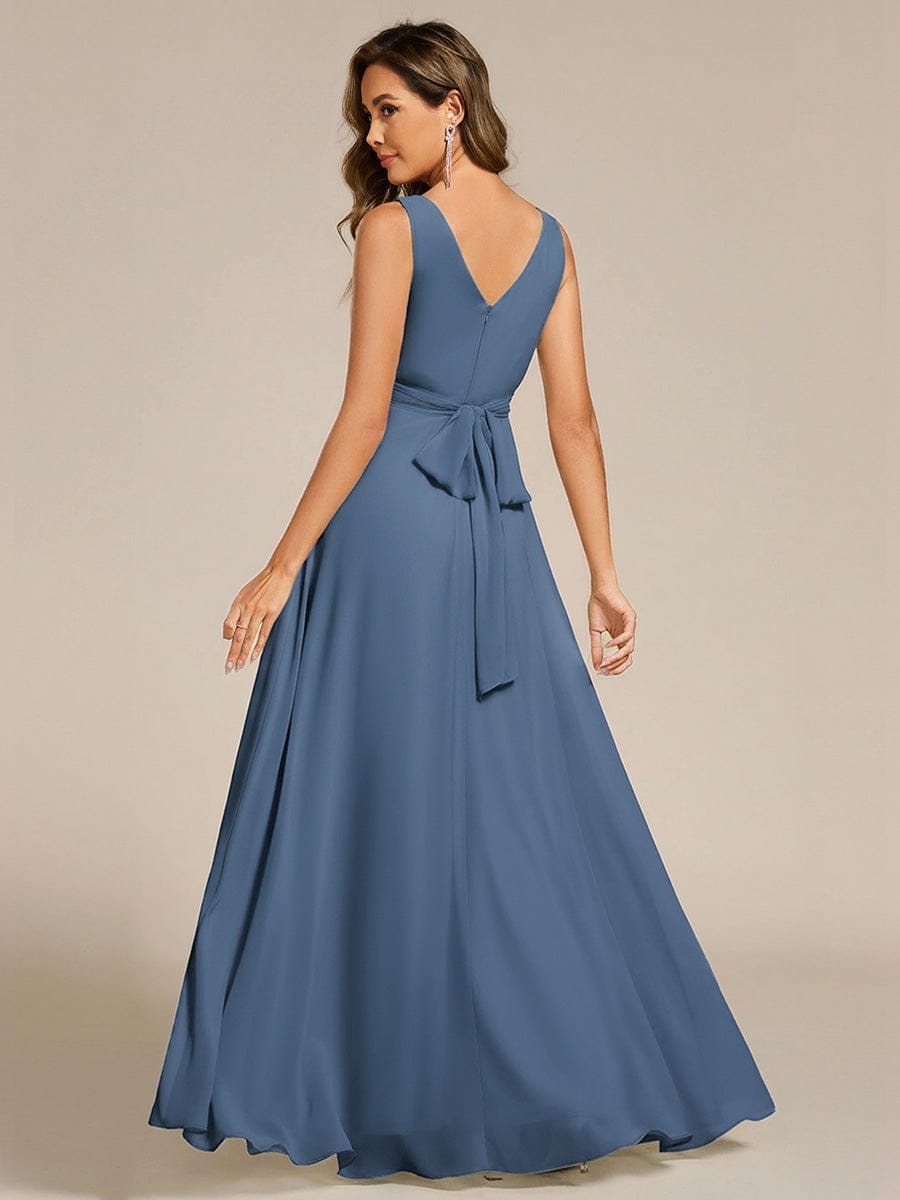 Sleeveless A-Line Chiffon Maxi Bridesmaid Dress #color_Dusty Blue