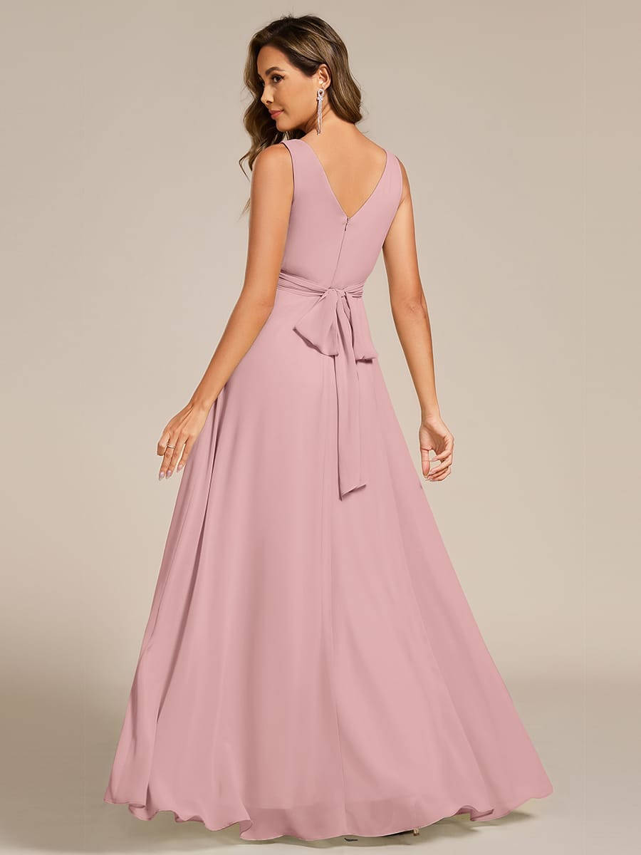 Sleeveless A-Line Chiffon Maxi Bridesmaid Dress #color_Dusty Rose