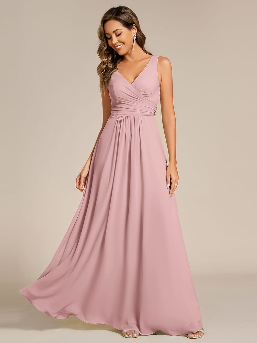 Sleeveless A-Line Chiffon Maxi Bridesmaid Dress #color_Dusty Rose