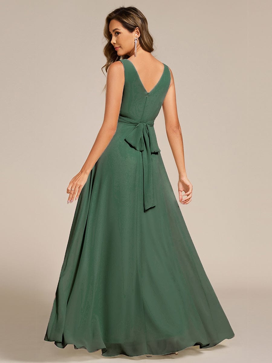 Sleeveless A-Line Chiffon Maxi Bridesmaid Dress #color_Eucalyptus Green