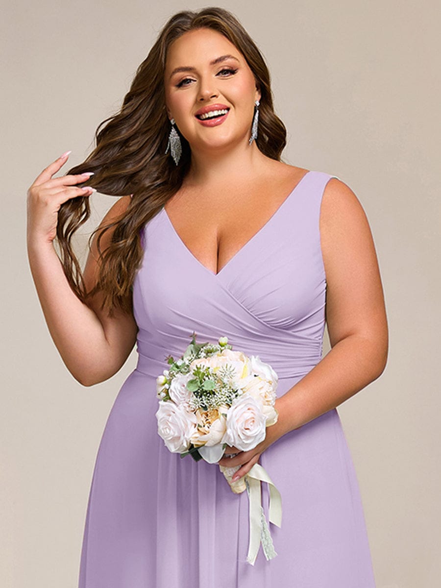 Sleeveless A-Line Chiffon Maxi Bridesmaid Dress #color_Frosted Lilac