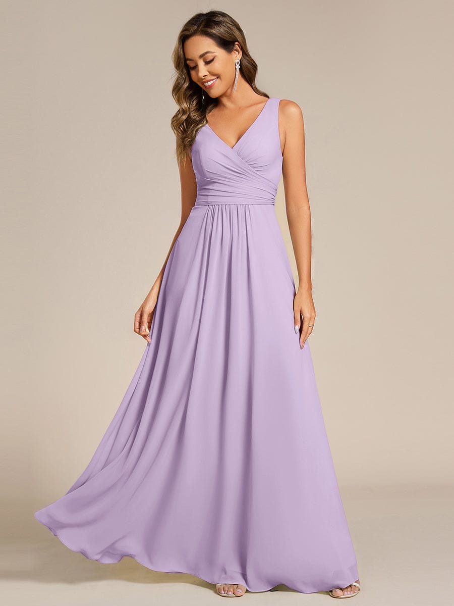 Sleeveless A-Line Chiffon Maxi Bridesmaid Dress #color_Frosted Lilac