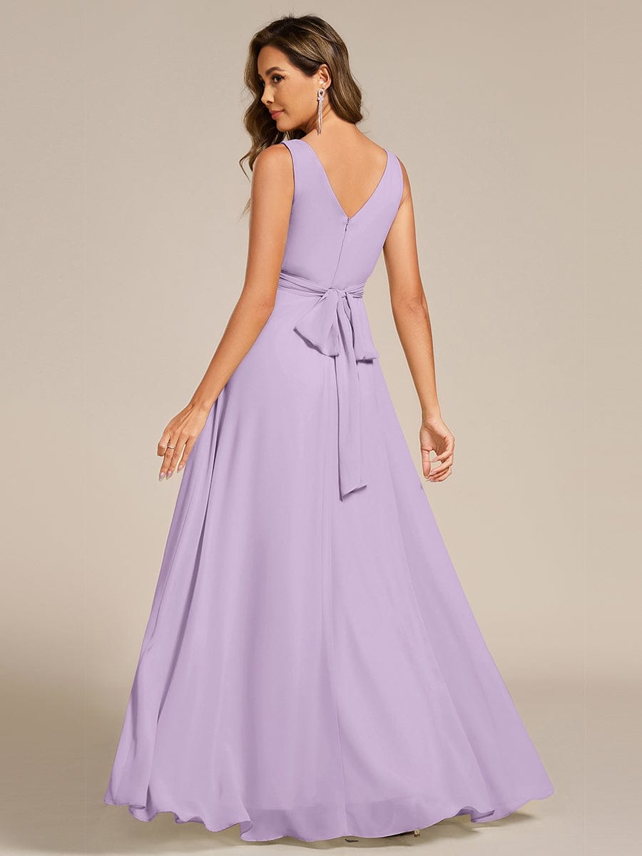 Sleeveless A-Line Chiffon Maxi Bridesmaid Dress #color_Frosted Lilac