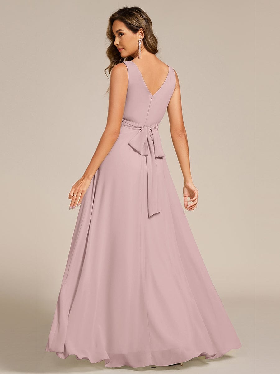 Sleeveless A-Line Chiffon Maxi Bridesmaid Dress #color_Lilac