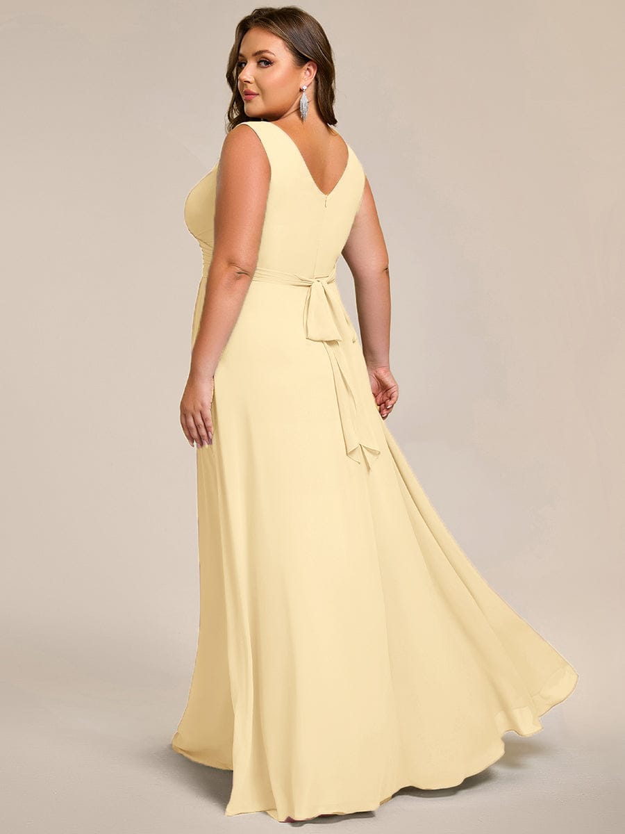 Sleeveless A-Line Chiffon Maxi Bridesmaid Dress #color_Yellow