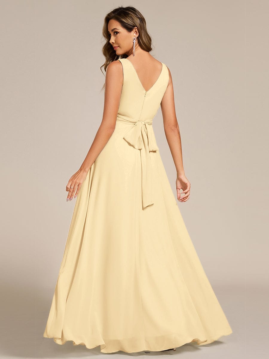 Sleeveless A-Line Chiffon Maxi Bridesmaid Dress #color_Yellow