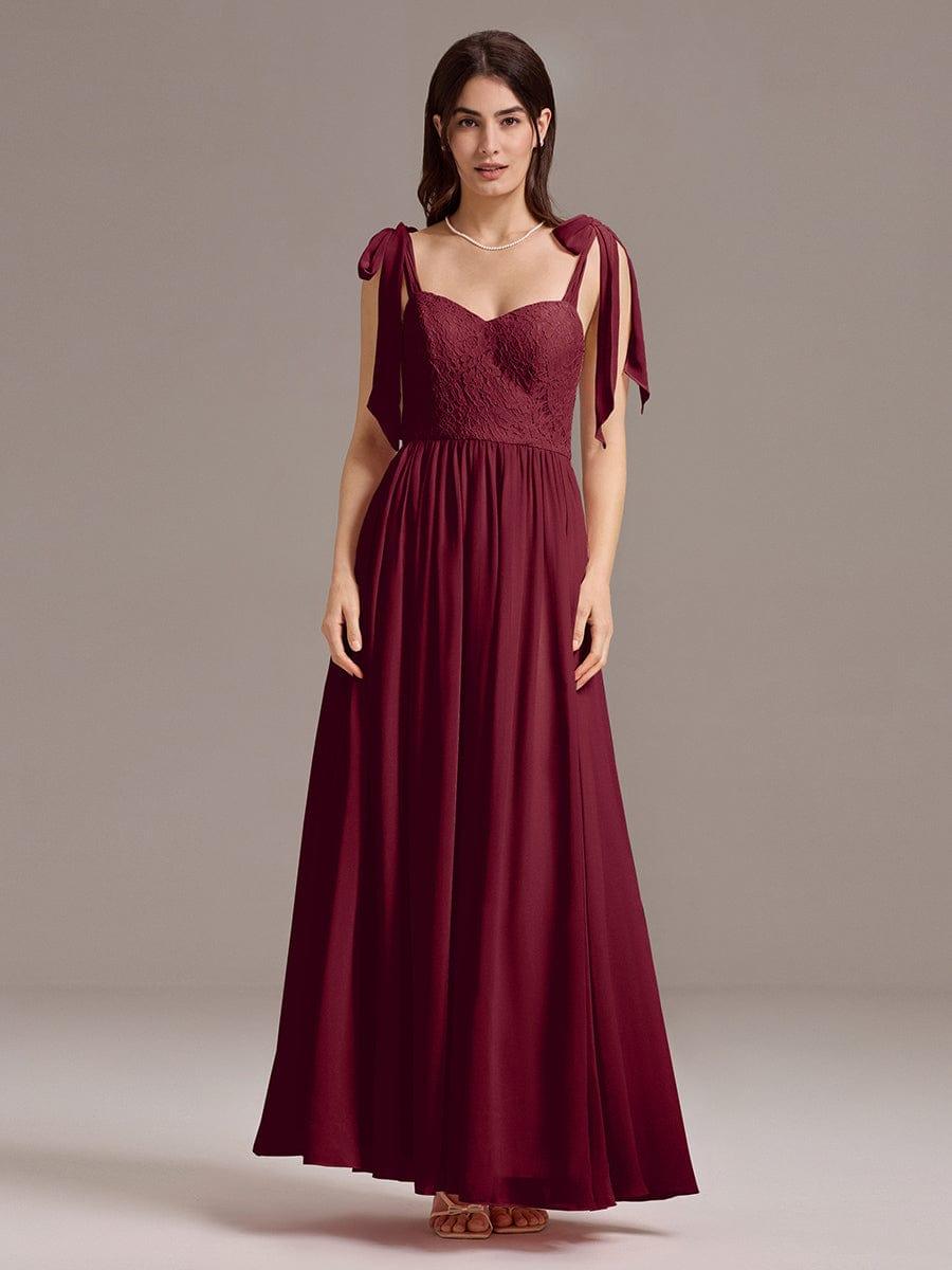 U Shaped Back Tie Strap Sleeveless Maxi Dress #color_Burgundy