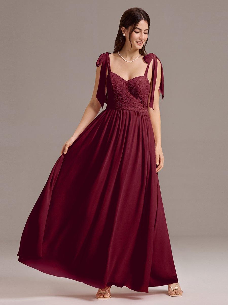 U Shaped Back Tie Strap Sleeveless Maxi Dress #color_Burgundy