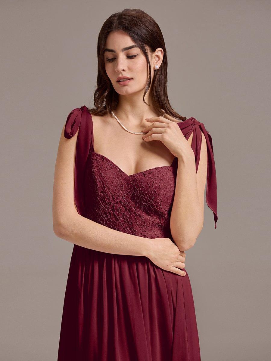 U Shaped Back Tie Strap Sleeveless Maxi Dress #color_Burgundy