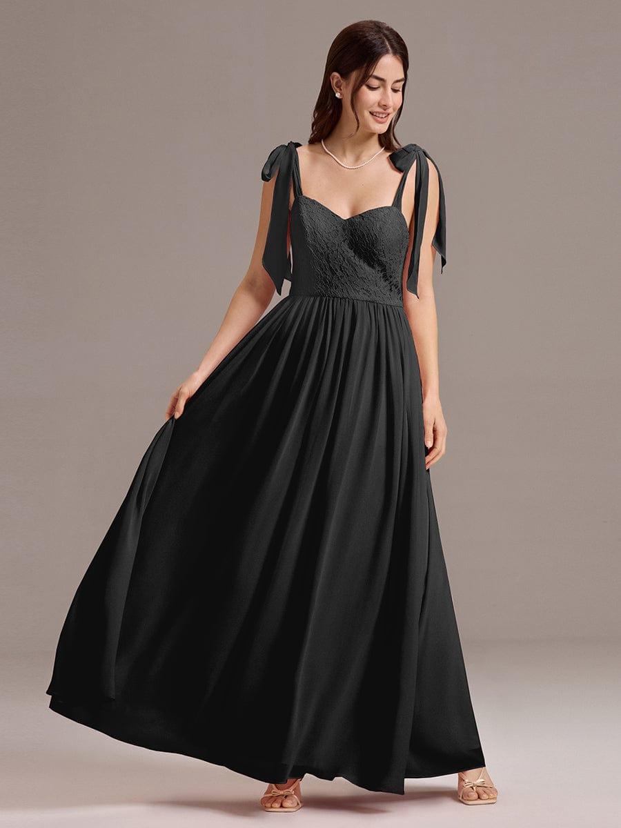 U Shaped Back Tie Strap Sleeveless Maxi Dress #color_Black
