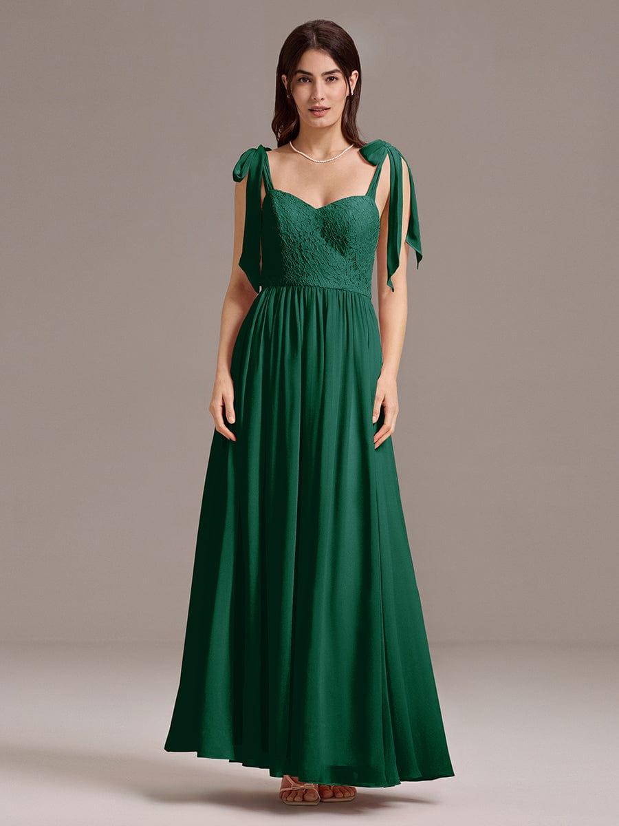 U Shaped Back Tie Strap Sleeveless Maxi Dress #color_Dark Green