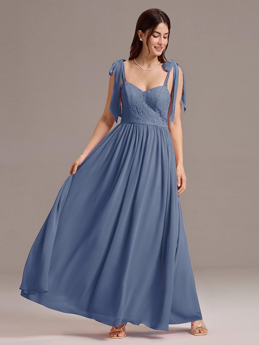 U Shaped Back Tie Strap Sleeveless Maxi Dress #color_Dusty Blue