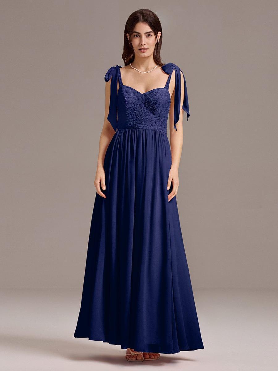U Shaped Back Tie Strap Sleeveless Maxi Dress #color_Navy Blue