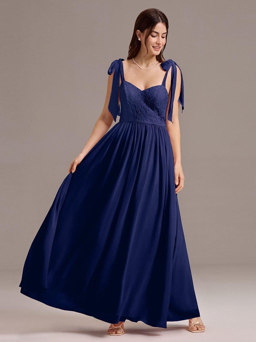 U Shaped Back Tie Strap Sleeveless Maxi Dress #color_Navy Blue