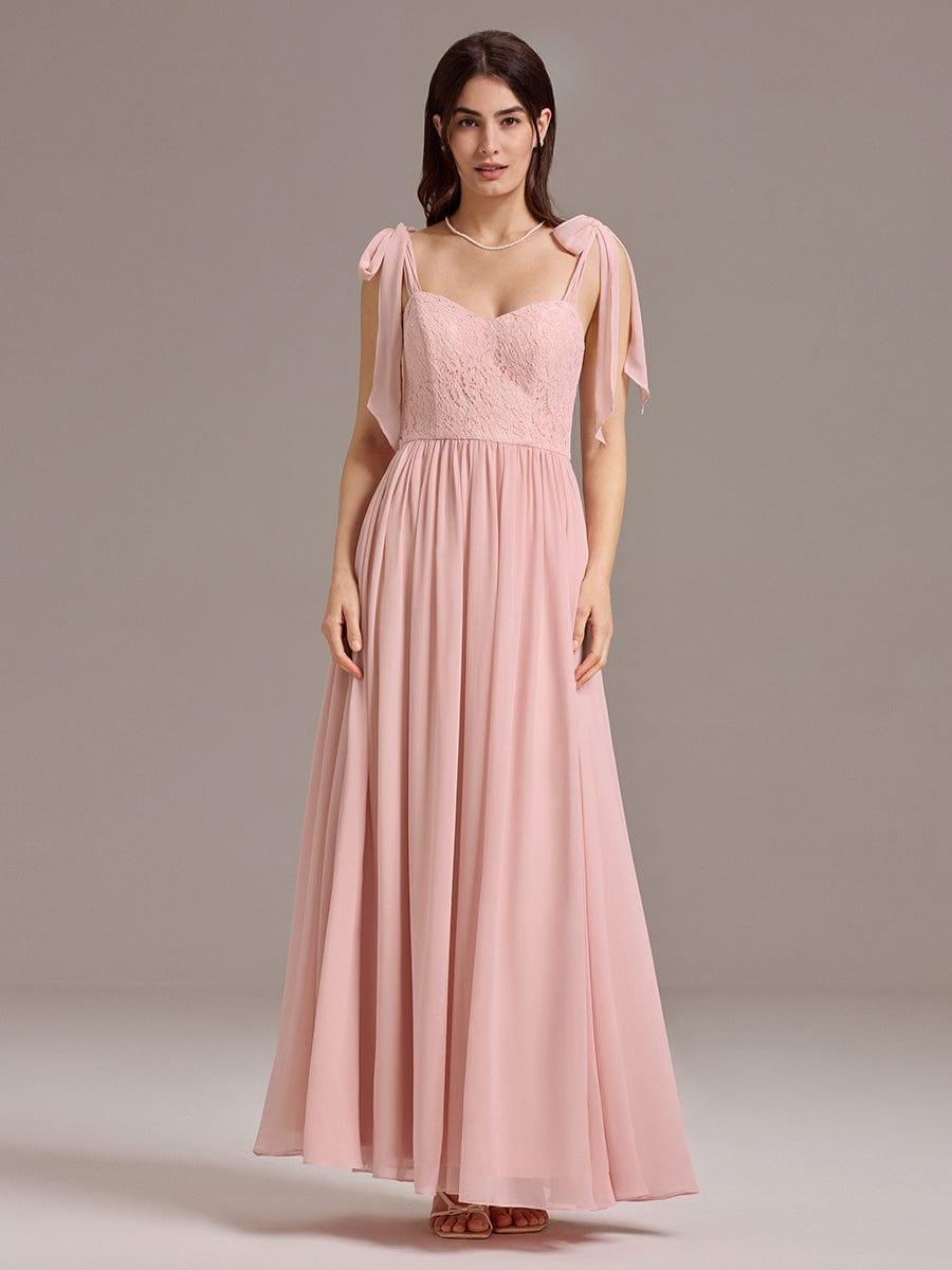 U Shaped Back Tie Strap Sleeveless Maxi Dress #color_Pink