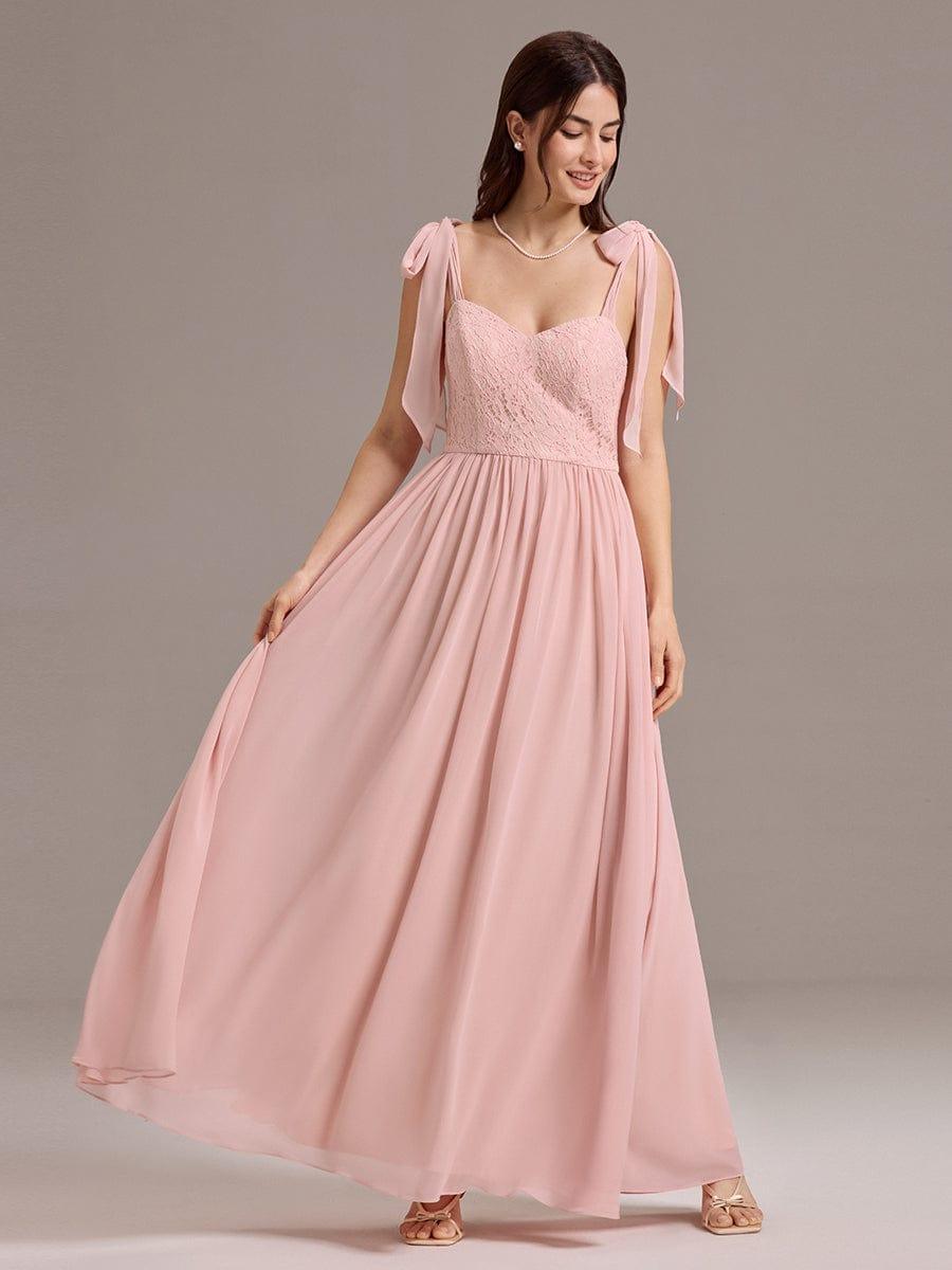 U Shaped Back Tie Strap Sleeveless Maxi Dress #color_Pink