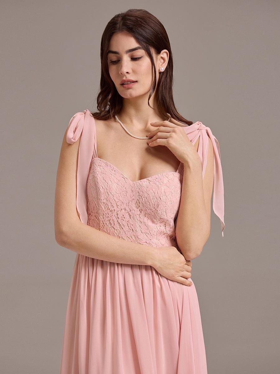 U Shaped Back Tie Strap Sleeveless Maxi Dress #color_Pink