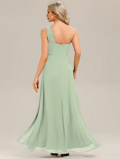 Flowing Ribbons Chiffon Sleeveless Bridesmaid Dress #color_Mint Green