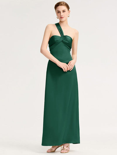 Mermaid Twist Knot Satin Bridesmaid Dress #color_Dark Green