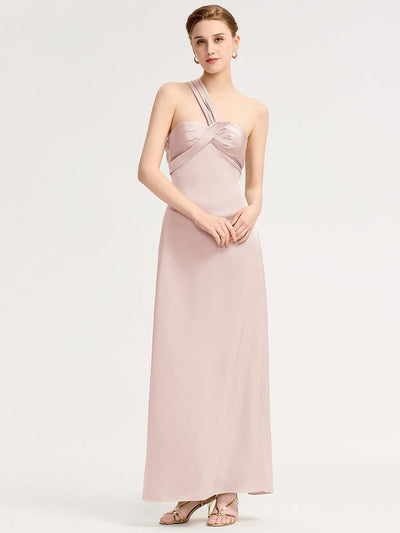 Mermaid Twist Knot Satin Bridesmaid Dress #color_Pink