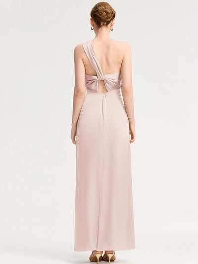 Mermaid Twist Knot Satin Bridesmaid Dress #color_Pink