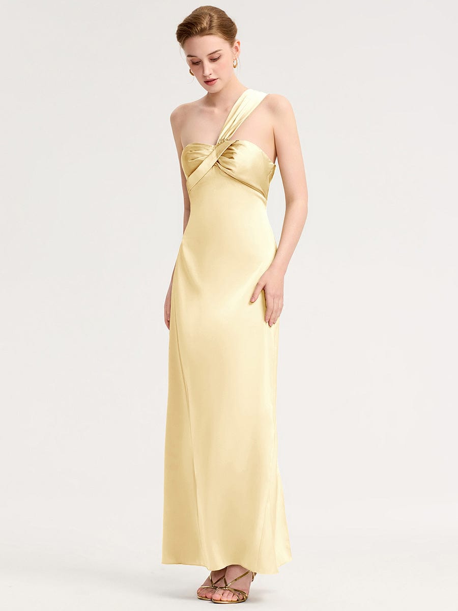 Mermaid Twist Knot Satin Bridesmaid Dress #color_Yellow