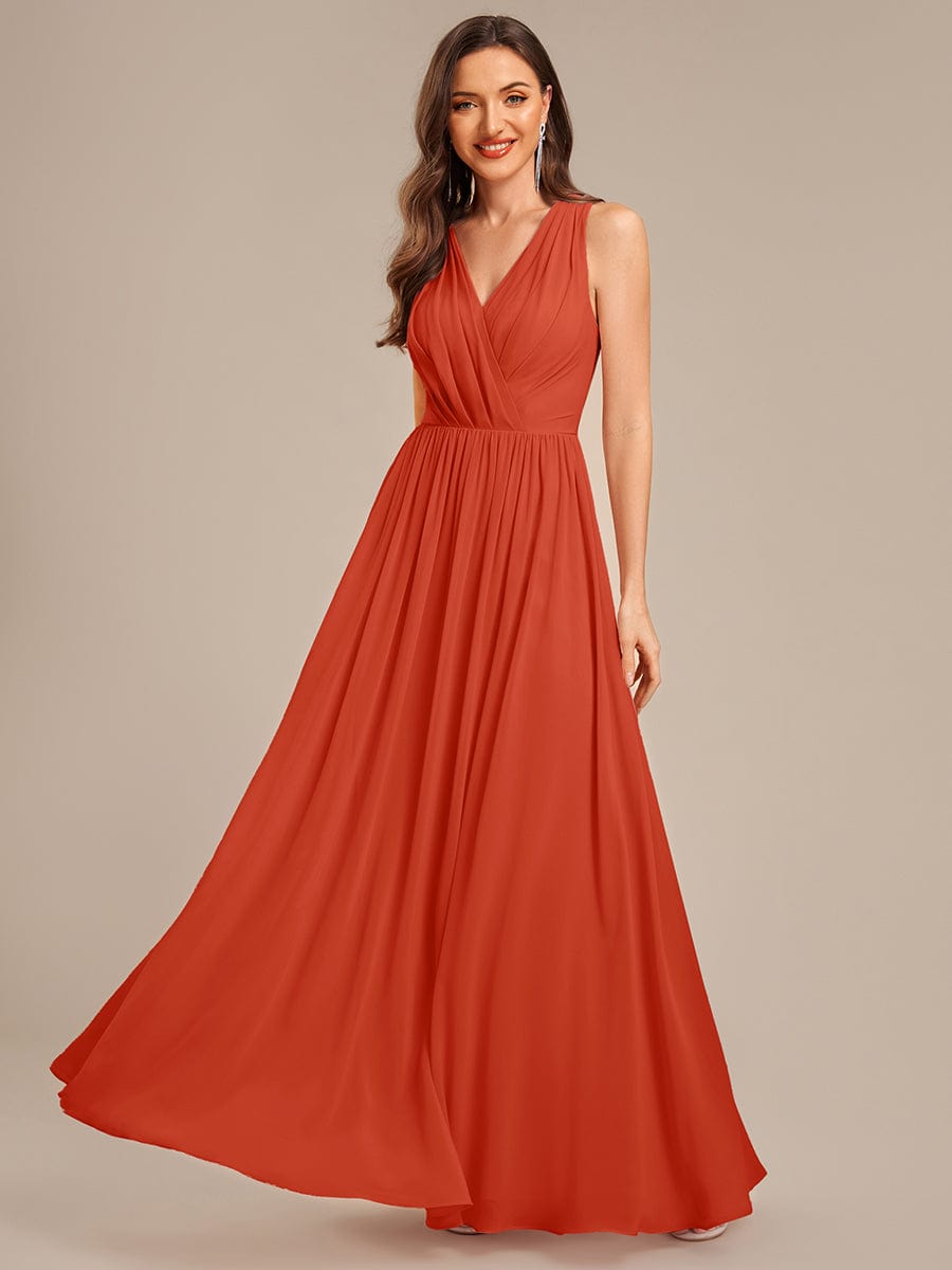 Appliqu¨¦ Chiffon Maxi Bridesmaid Dress #color_Burnt Orange