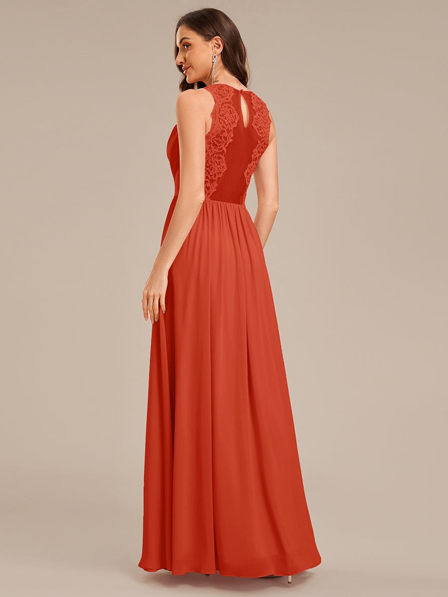 Appliqu¨¦ Chiffon Maxi Bridesmaid Dress #color_Burnt Orange