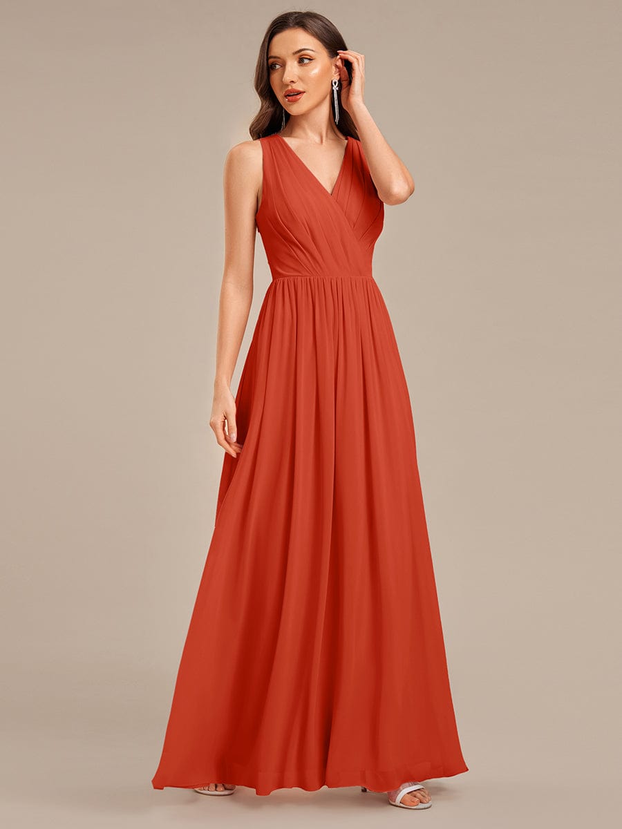 Appliqu¨¦ Chiffon Maxi Bridesmaid Dress #color_Burnt Orange