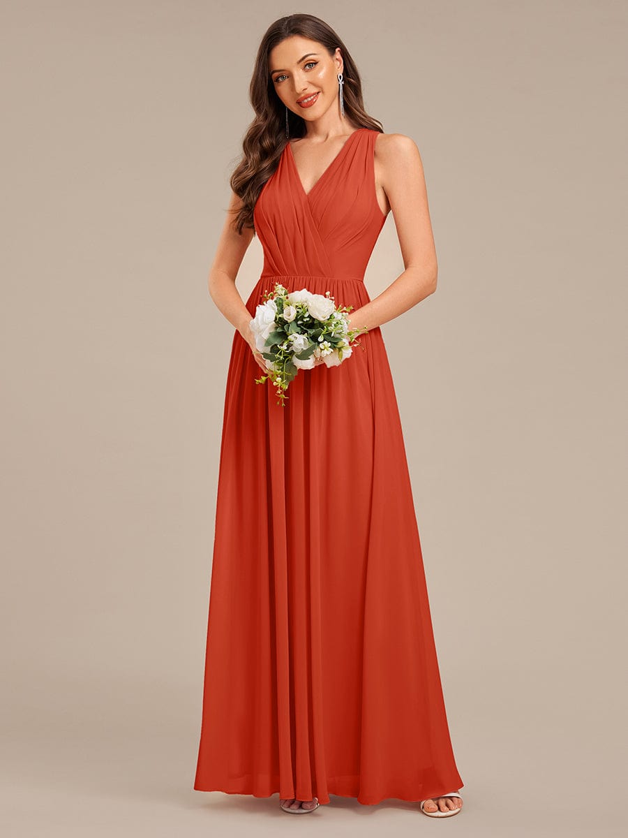 Appliqu¨¦ Chiffon Maxi Bridesmaid Dress #color_Burnt Orange