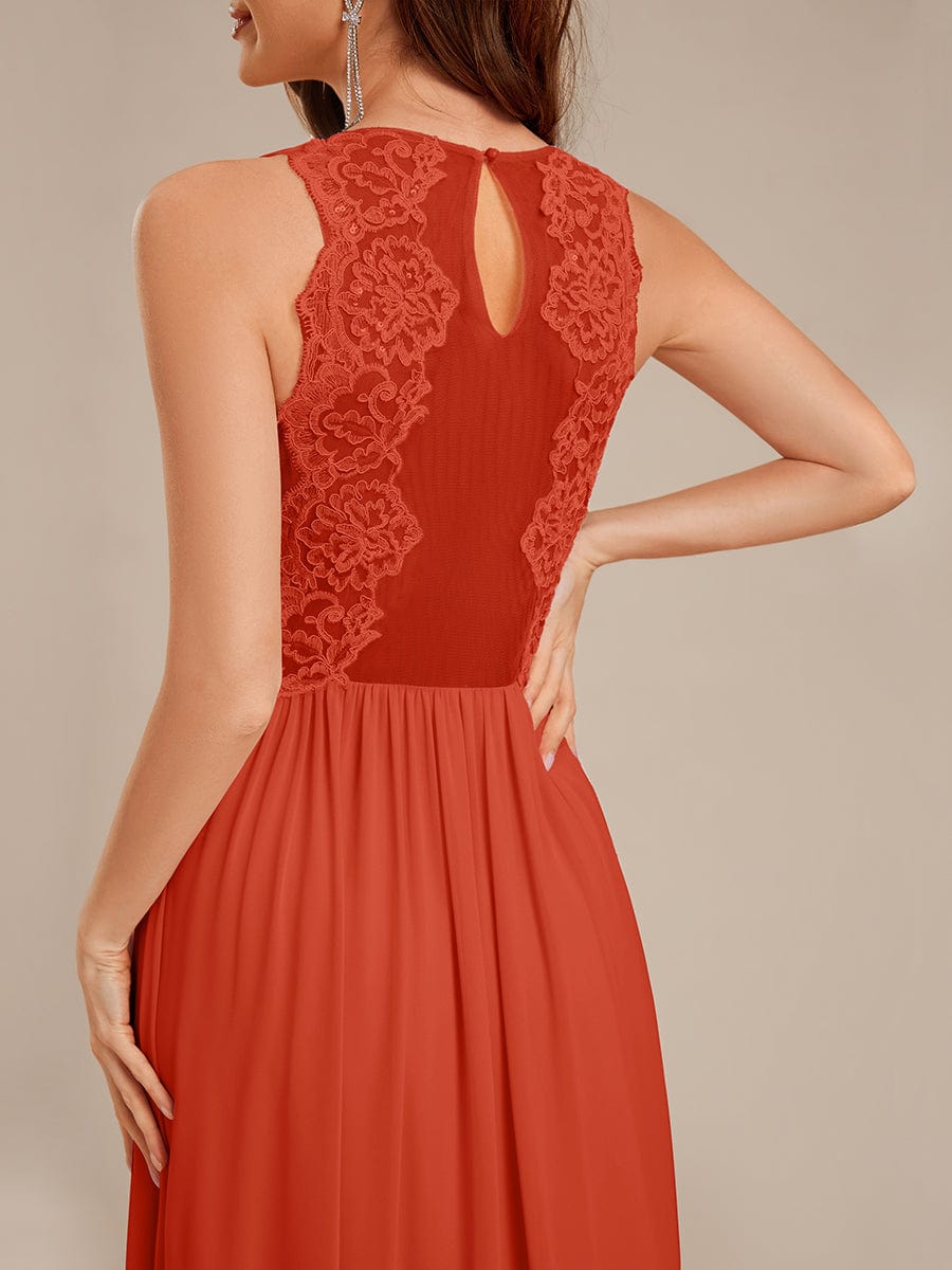 Appliqu¨¦ Chiffon Maxi Bridesmaid Dress #color_Burnt Orange