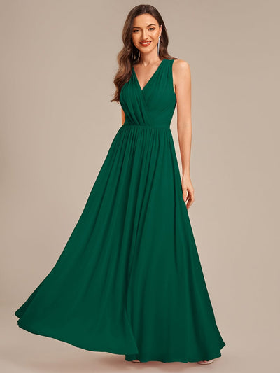 Appliqu¨¦ Chiffon Maxi Bridesmaid Dress #color_Dark Green