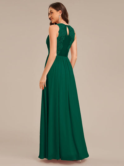 Appliqu¨¦ Chiffon Maxi Bridesmaid Dress #color_Dark Green