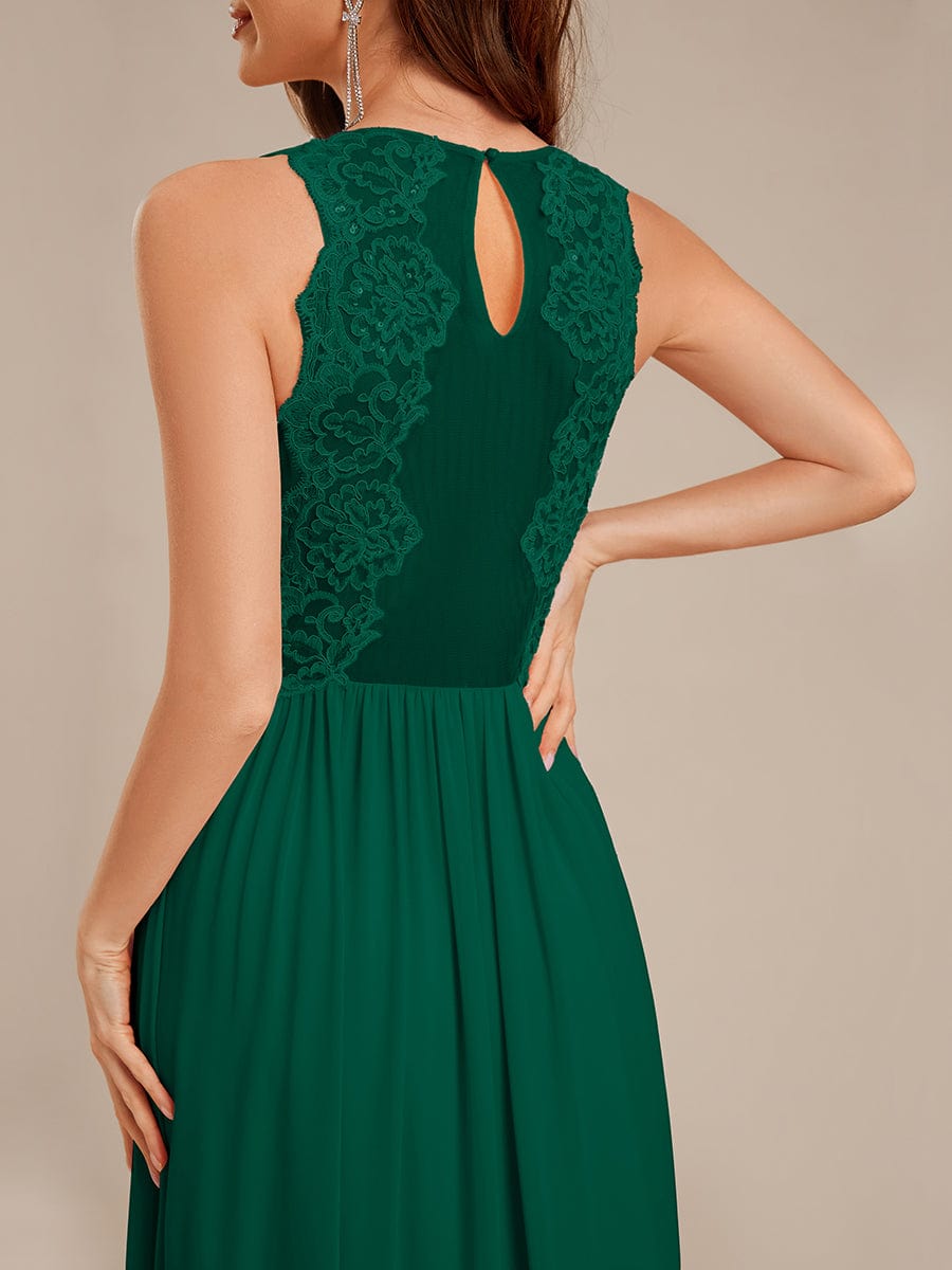 Appliqu¨¦ Chiffon Maxi Bridesmaid Dress #color_Dark Green