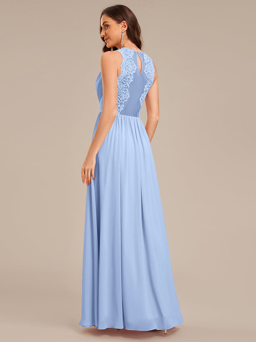 Appliqu¨¦ Chiffon Maxi Bridesmaid Dress #color_Ice Blue