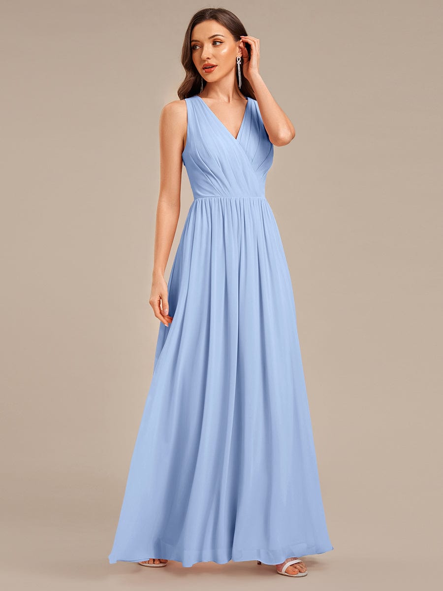 Appliqu¨¦ Chiffon Maxi Bridesmaid Dress #color_Ice Blue