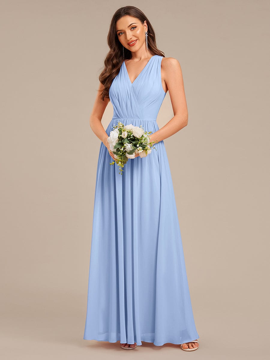 Appliqu¨¦ Chiffon Maxi Bridesmaid Dress #color_Ice Blue
