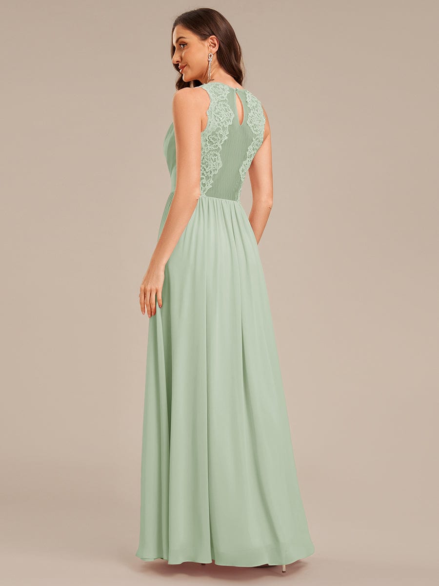Appliqu¨¦ Chiffon Maxi Bridesmaid Dress #color_Mint Green