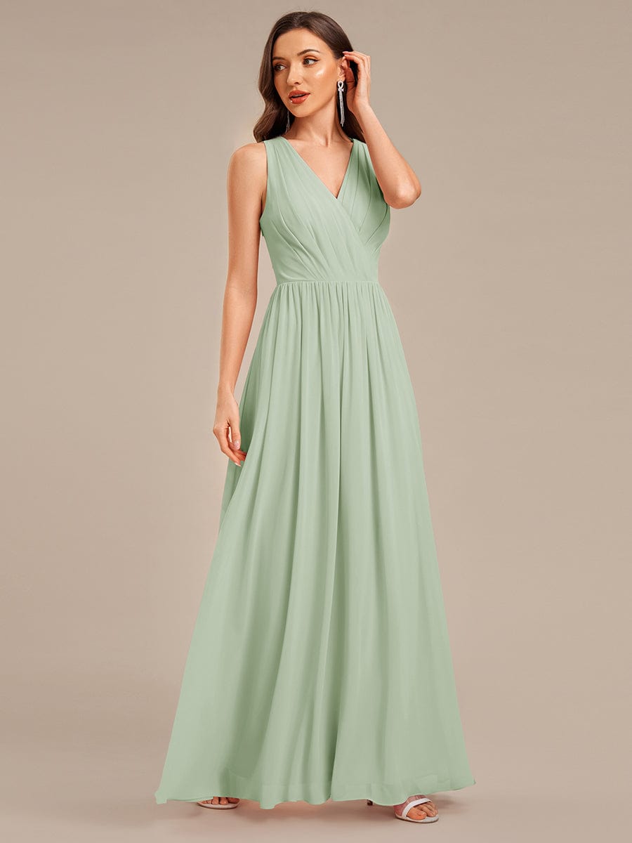 Appliqu¨¦ Chiffon Maxi Bridesmaid Dress #color_Mint Green